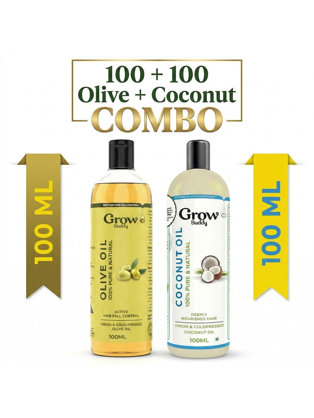 Growbuddy Set Of 2 Coconut, Olive Hair Oil - 100ml Each-image-8