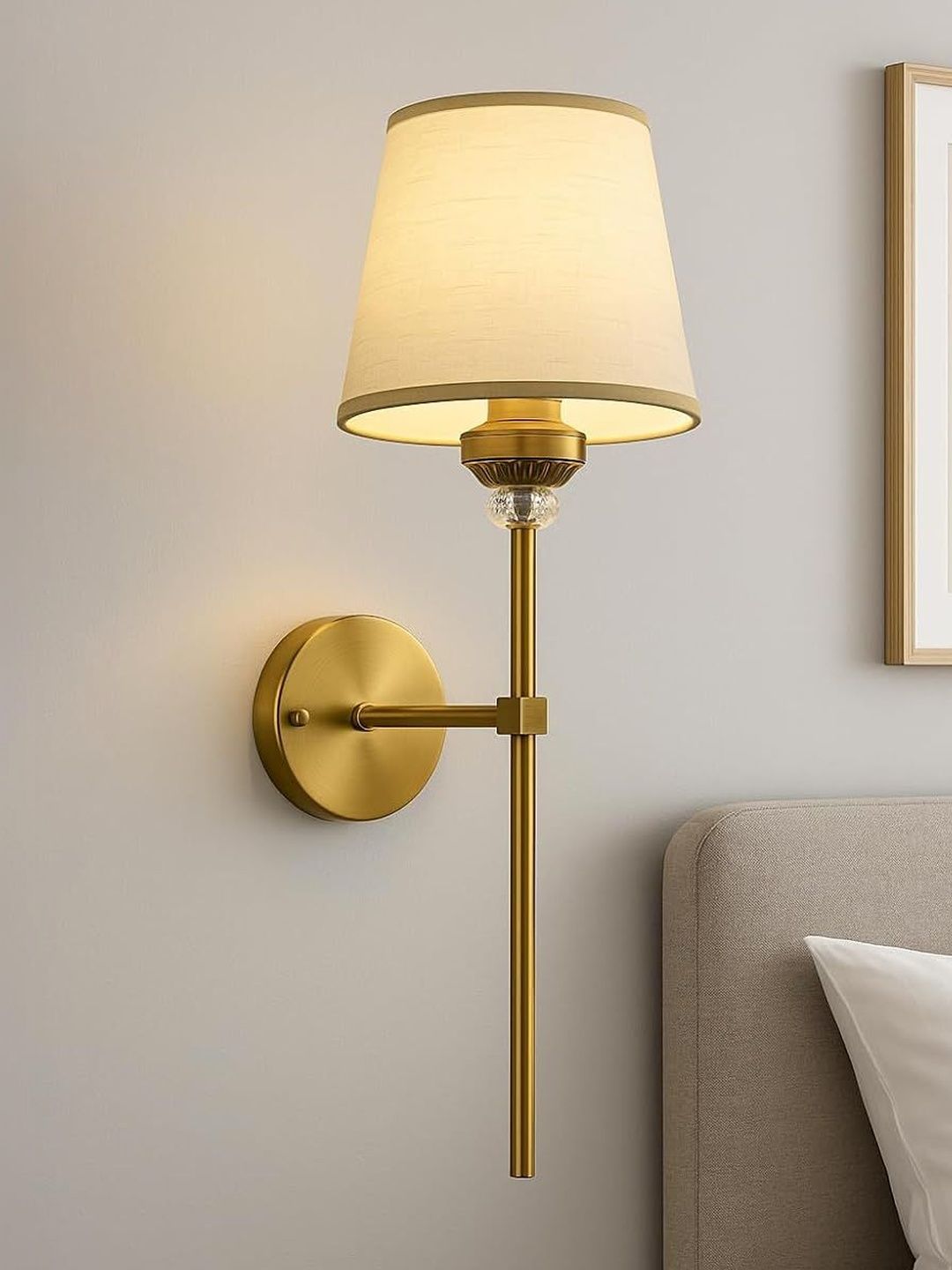 GAUVIK Transparent & Gold-Toned Metal Contemporary Frustum Shaped Wall Lamp-picture-27