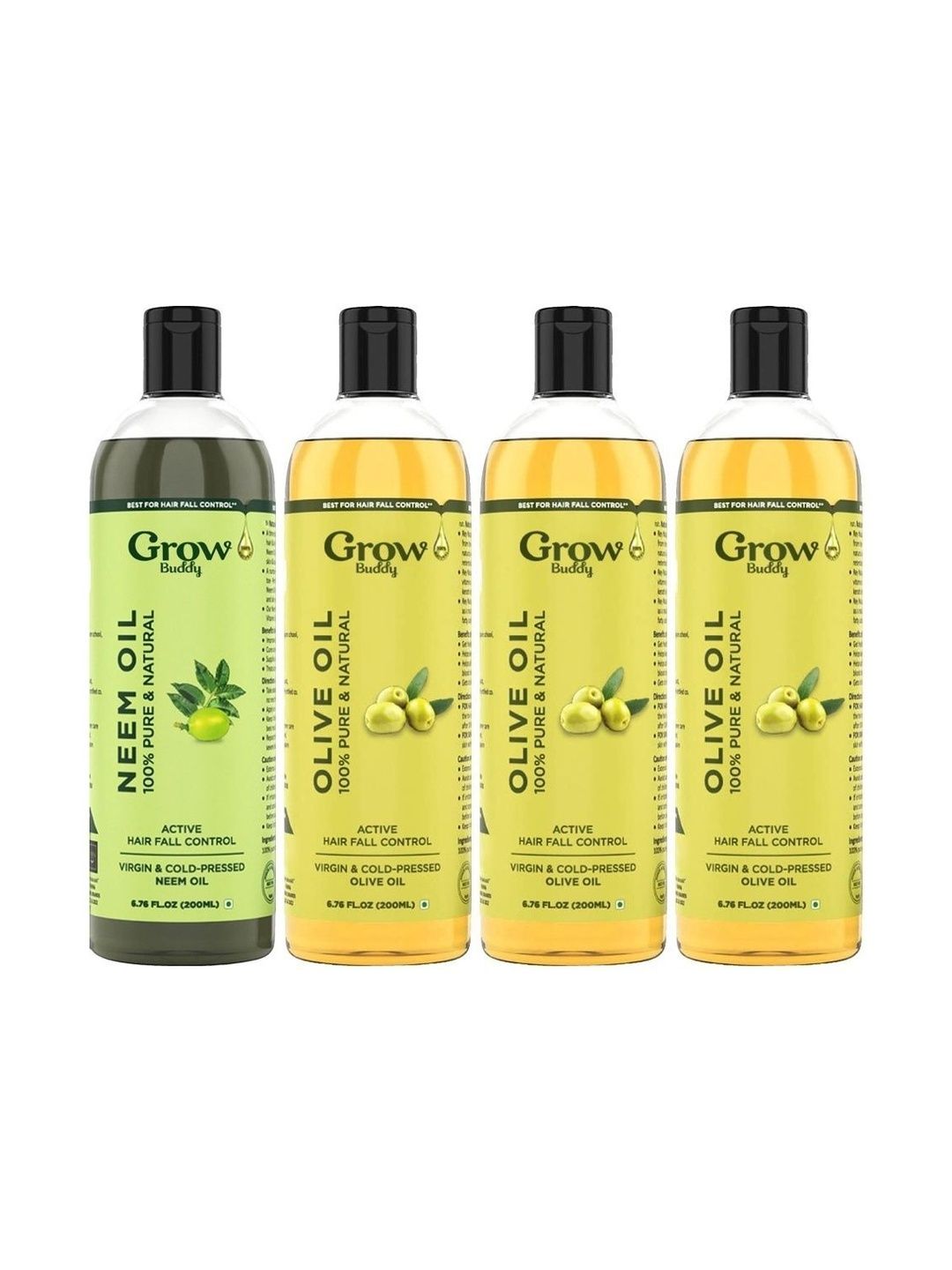 Growbuddy Set Of 4 Neem & Olive Oil - 200 ml Each-image-30