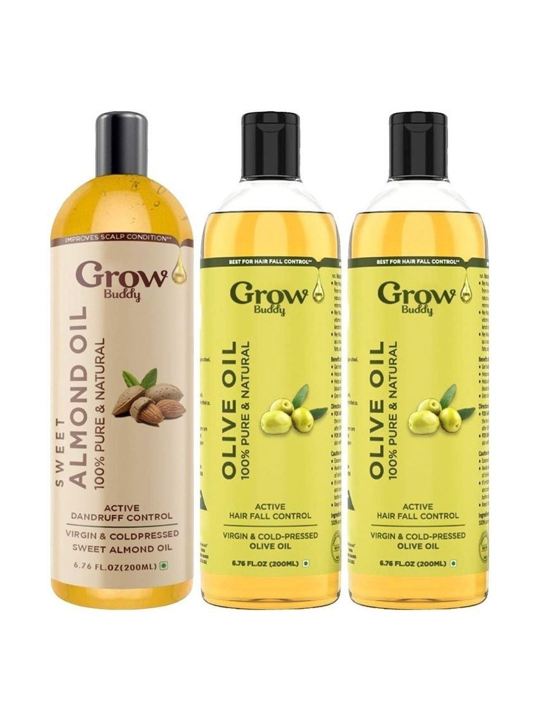 Growbuddy Set Of 3 Sweet Almond & Olive Oil - 200 ml Each-image-23