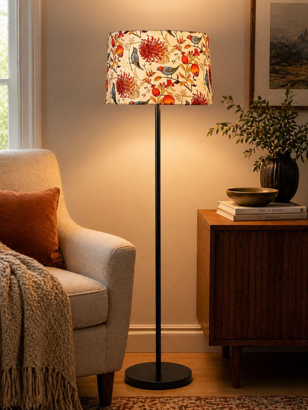 Decorcity Black & Blue Printed Metal Cylinder Floor Lamps-image-12