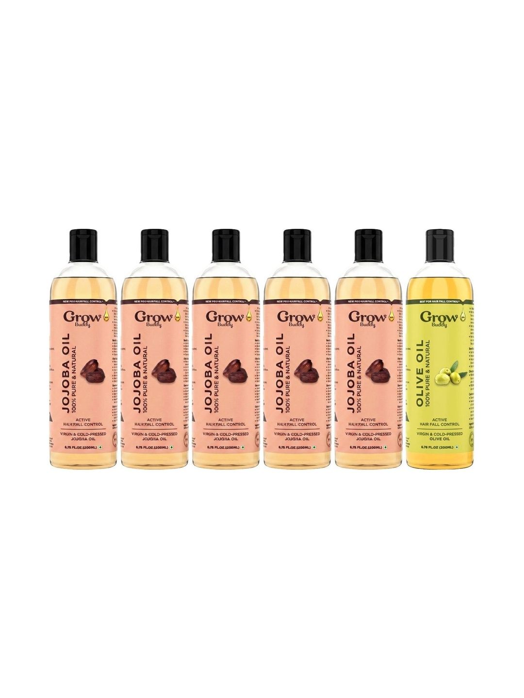 Growbuddy Set Of 6 Jojoba & Olive Oil - 200 ml Each-image-31