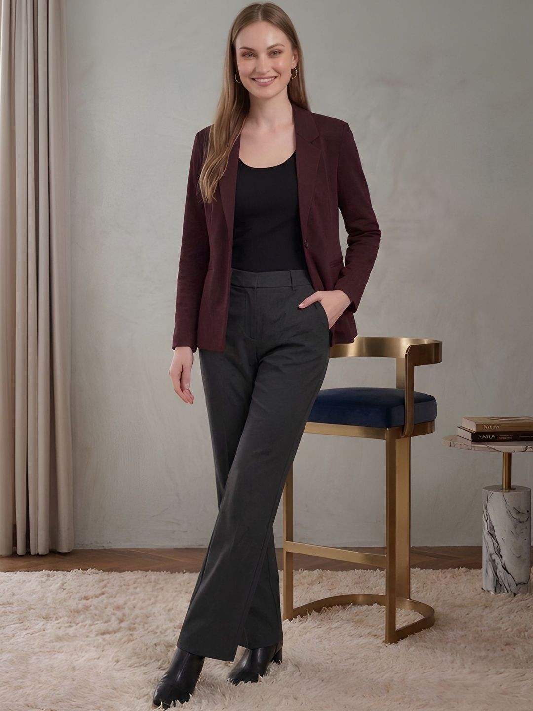 The Roadster Lifestyle Co Notched Lapel Single-Breasted Casual Blazers-picture-55