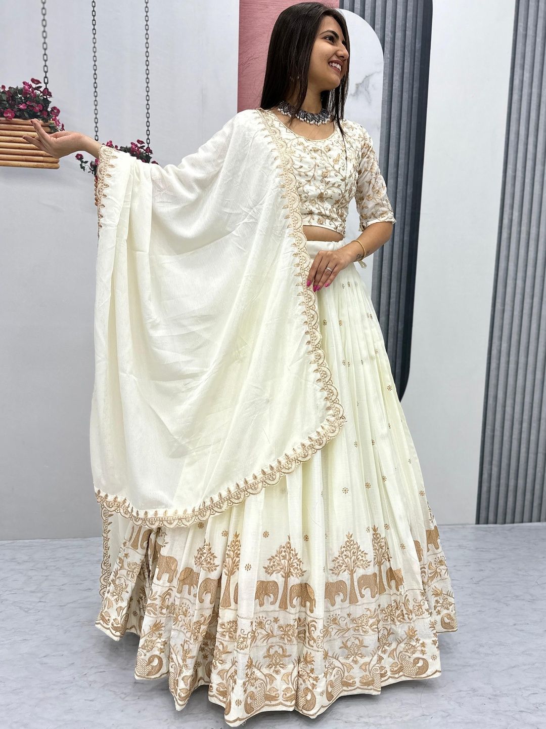 all about you Embroidered Thread Work Semi-Stitched Lehenga & Blouse With Dupatta-picture-43