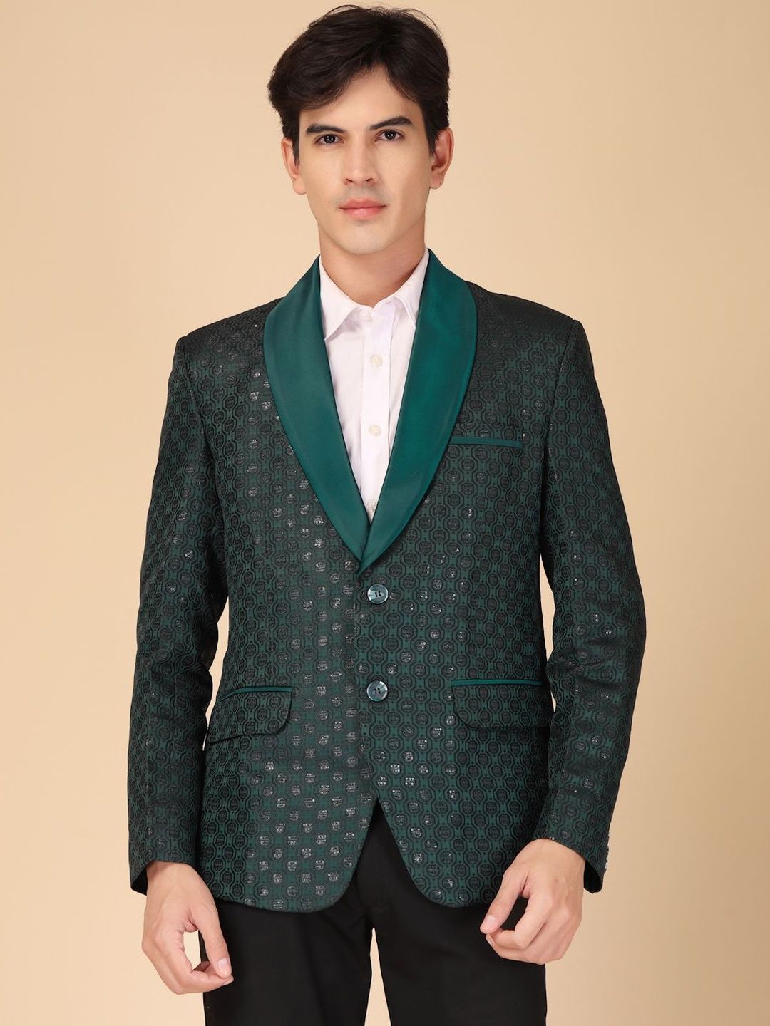KLOTTHE Self Design Shawl Collar Tuxedo Party Blazers-picture-26