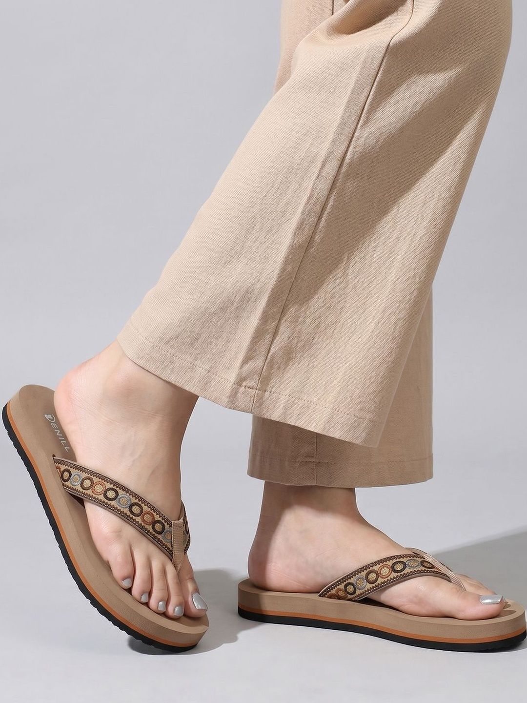 Denill Women Embellished Open Toe Flats with Embroidered-picture-21