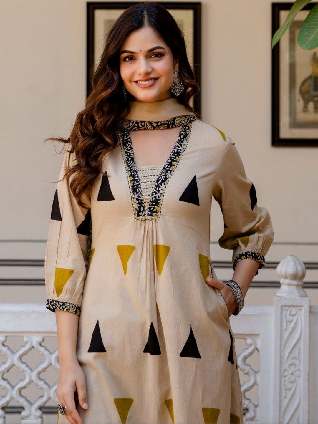 Anouk Women Printed Regular Thread Work Pure Cotton Kurta with Trousers & With Dupatta-picture-55