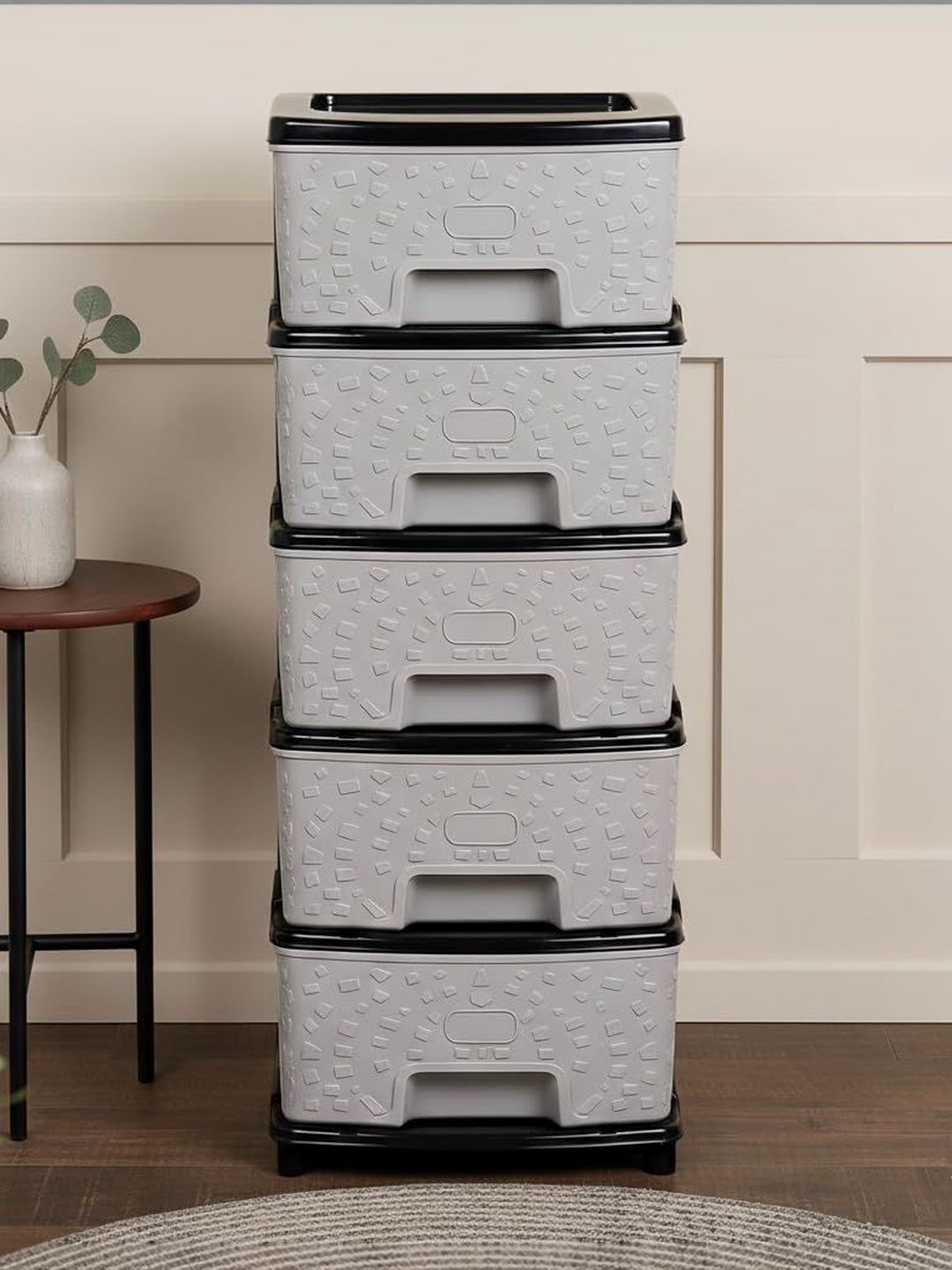 KITCHIVO Grey & Black Textured Free Standing 5 Drawers-picture-49