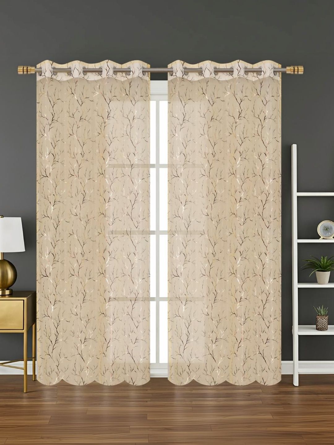 Vervique Cream-Coloured Sheer Door Curtain-image-0