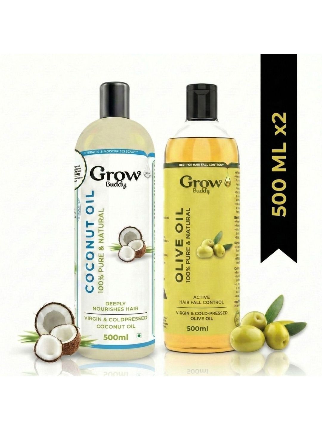 Growbuddy Set Of 2 Coconut & Olive Oil - 500 ml Each-image-24