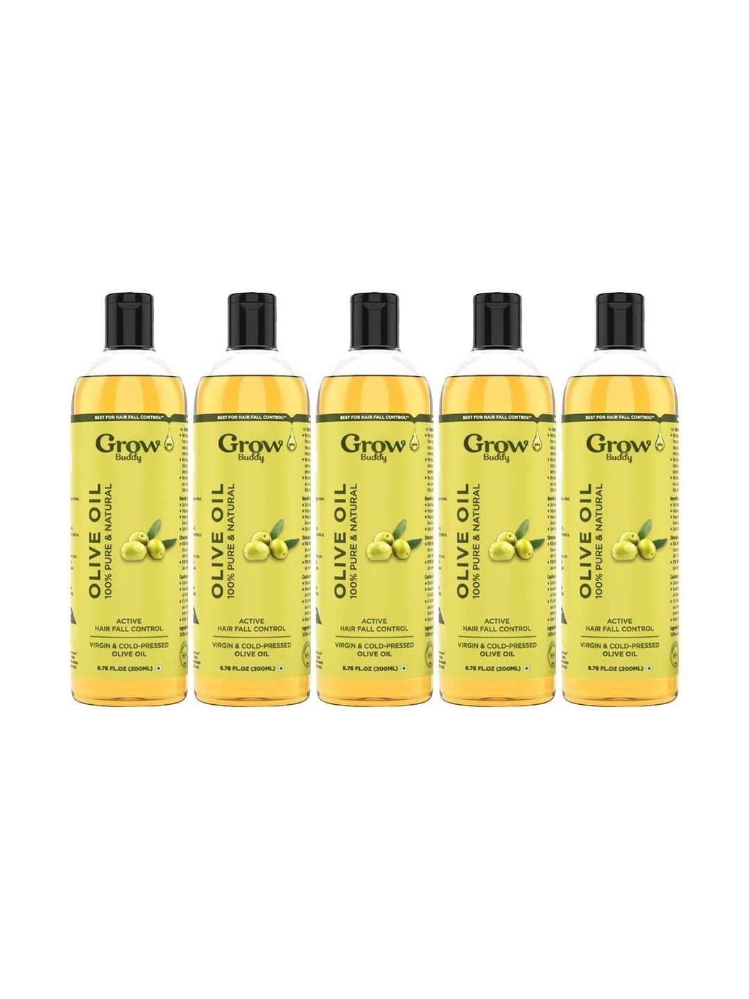 Growbuddy Set Of 5 Pure & Natural Olive Hair Oils - 200ml Each-image-30