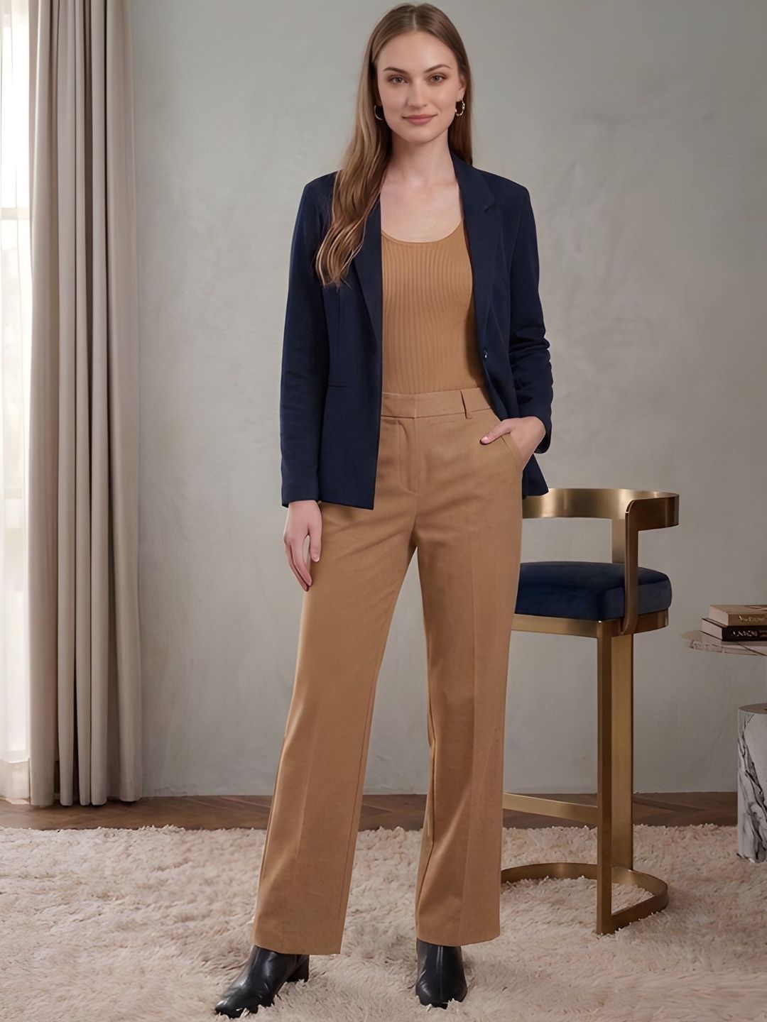 The Roadster Lifestyle Co Notched Lapel Single-Breasted Casual Blazers-picture-24