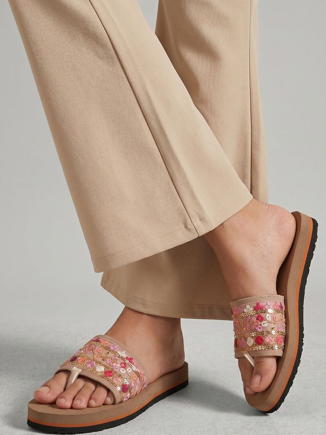 Denill Women Embellished Open Toe Flats with Embroidered-picture-12