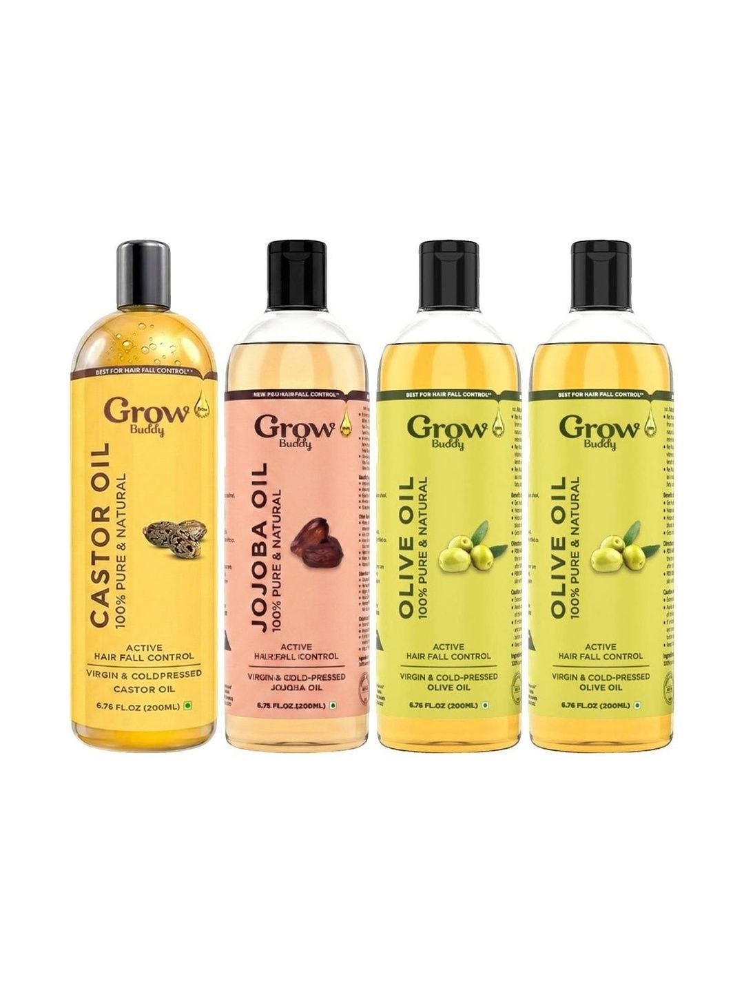 Growbuddy Set Of 4 Castor Jojoba & Olive Oil - 200 ml Each-image-41