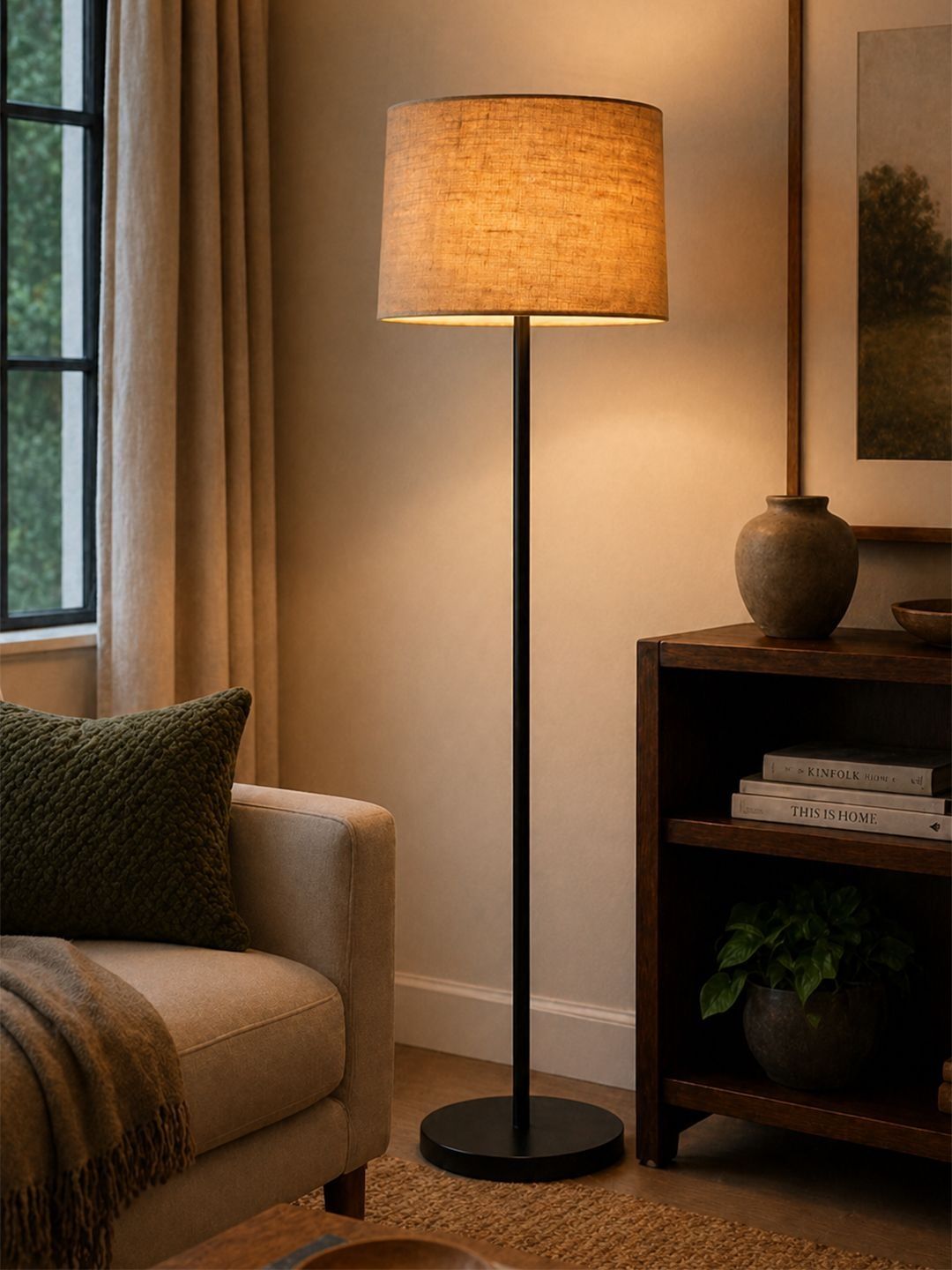 Decorcity Black & Brown Metal Cylinder Floor Lamps-image-14