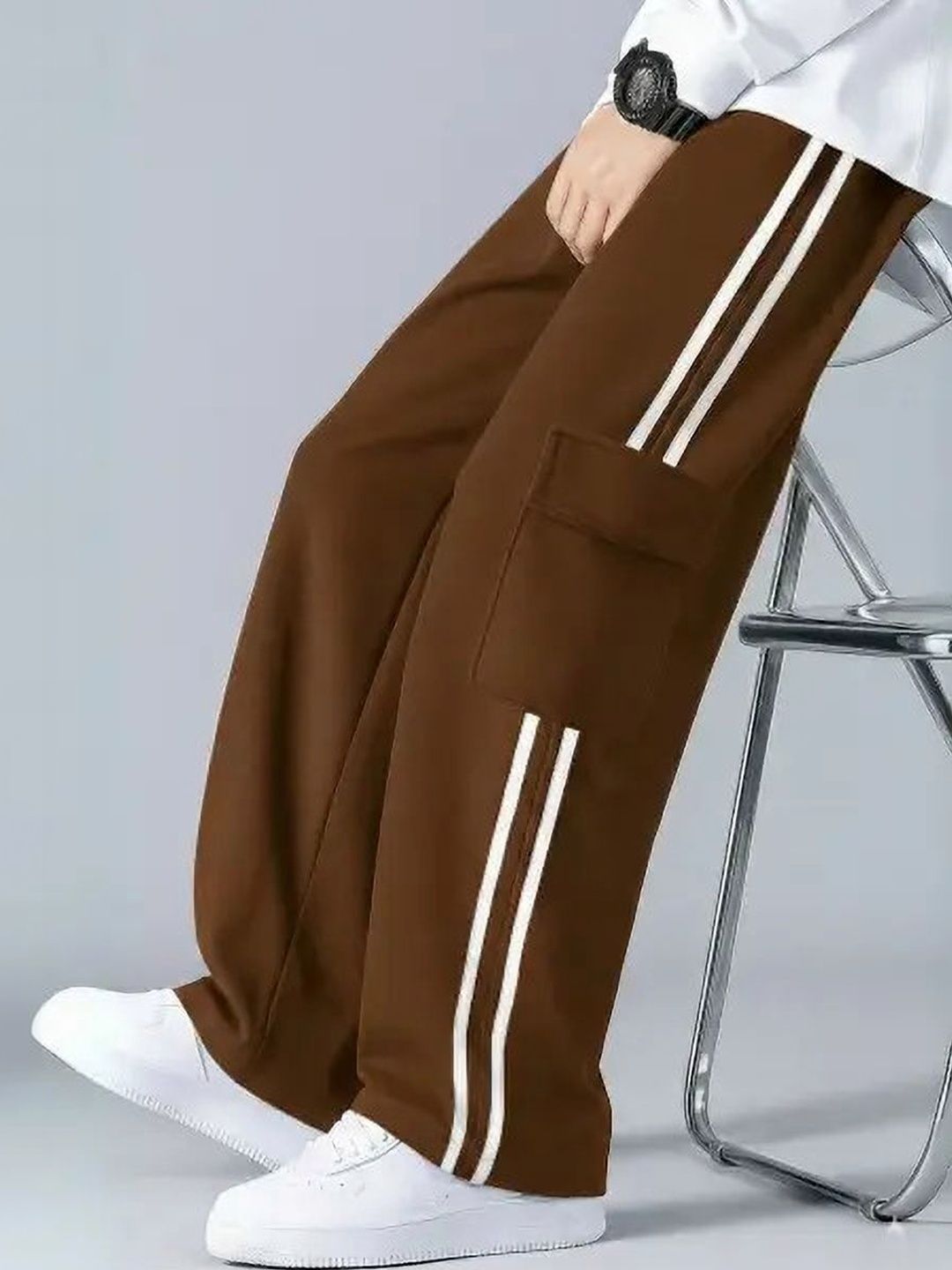 Veltick Men Striped High-Rise Trousers-image-29