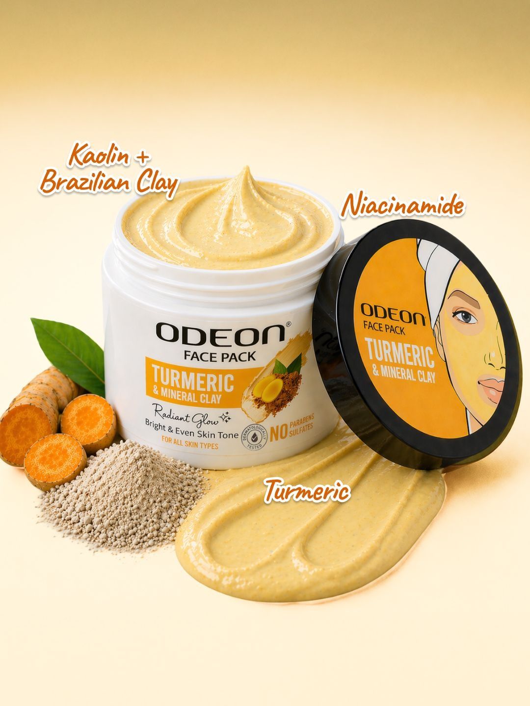 ODEON Turmeric Mineral Clay Face Pack For Oil Control - 400 g-image-46