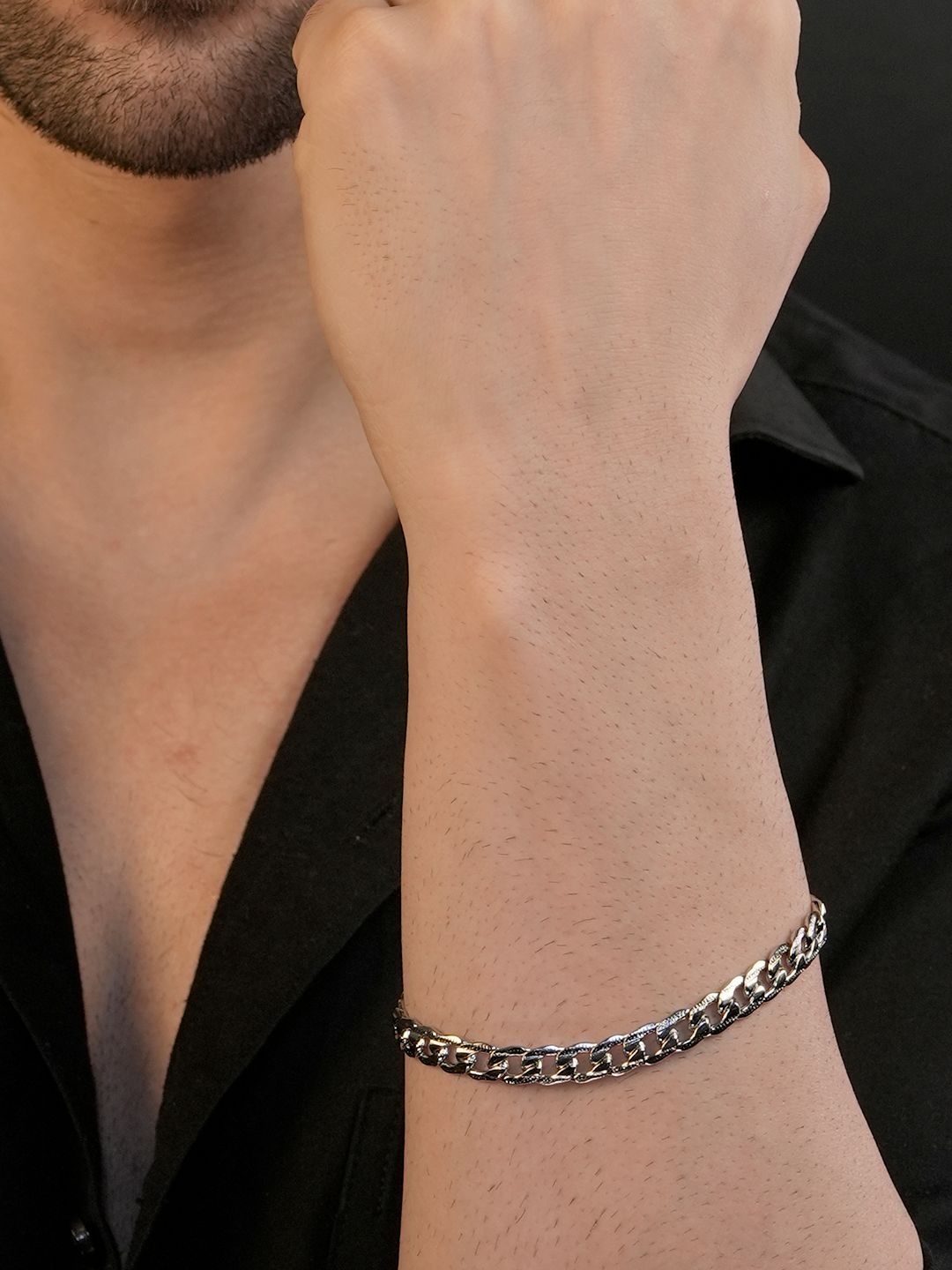 AANURA Men Silver-Plated Link Bracelet-picture-26