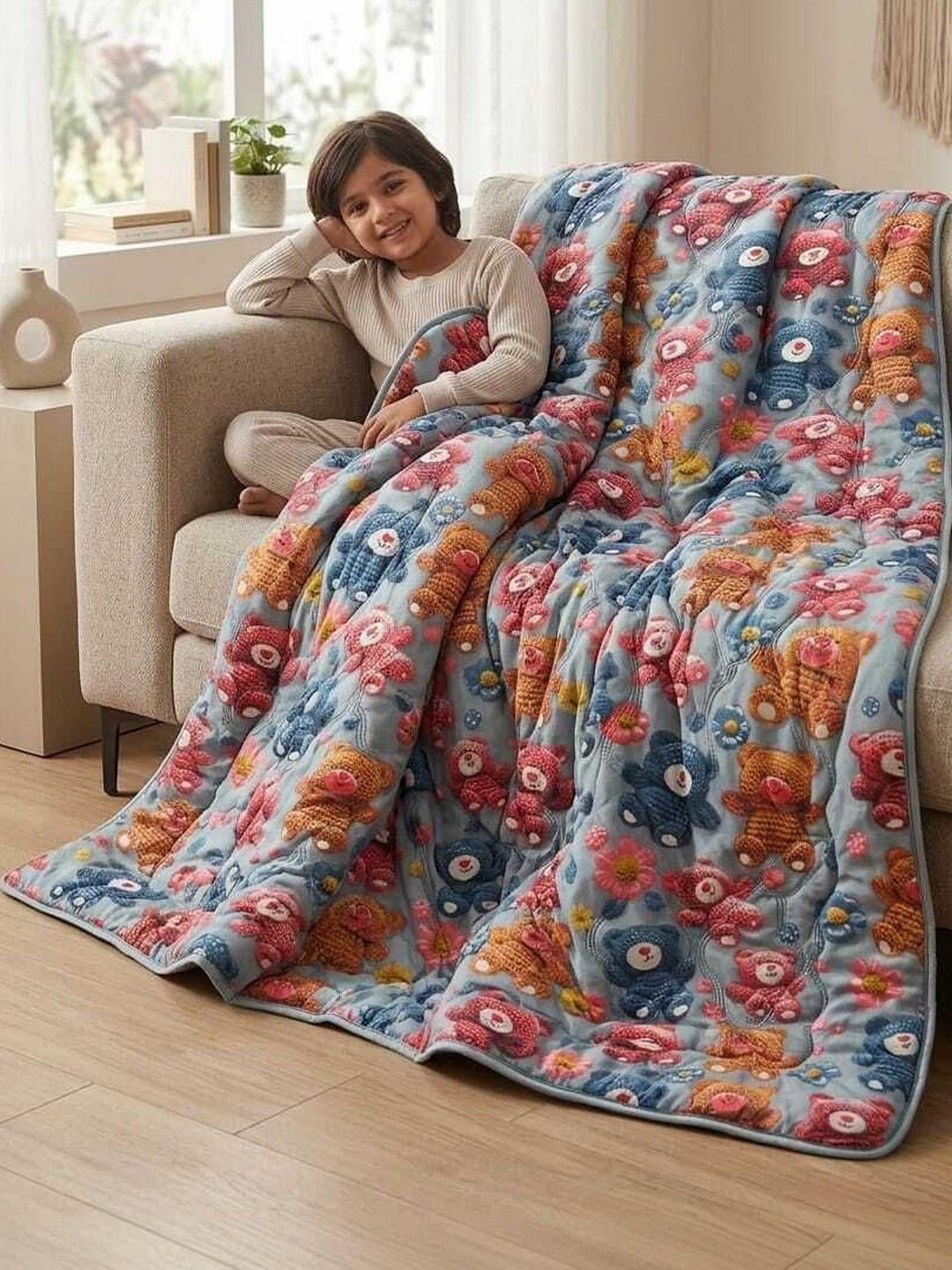 TINDLER KNOTS Multicoloured Cartoon Characters AC Room 210 GSM Quilt-picture-55