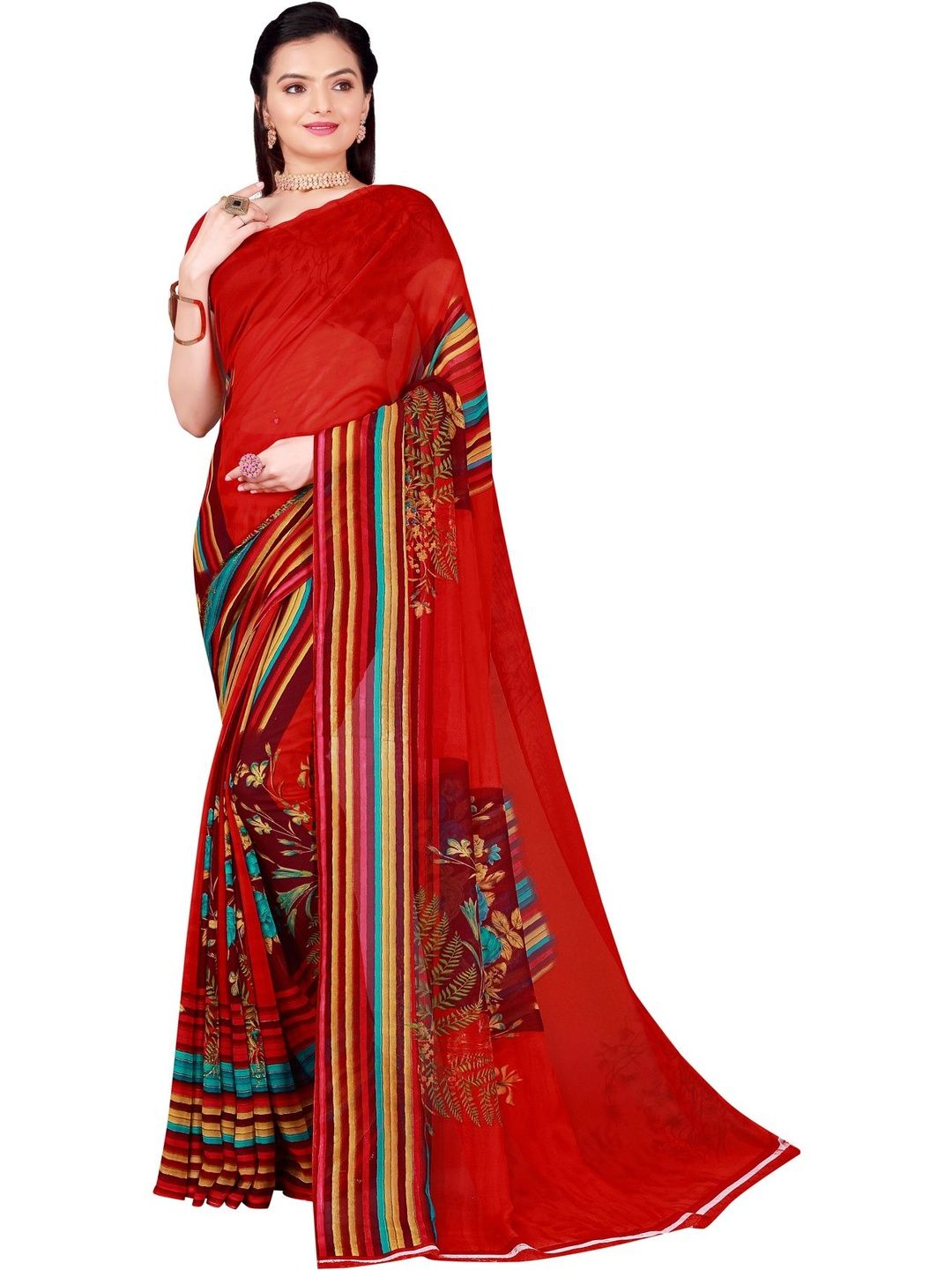 Varutex Floral Poly Georgette Saree-picture-26
