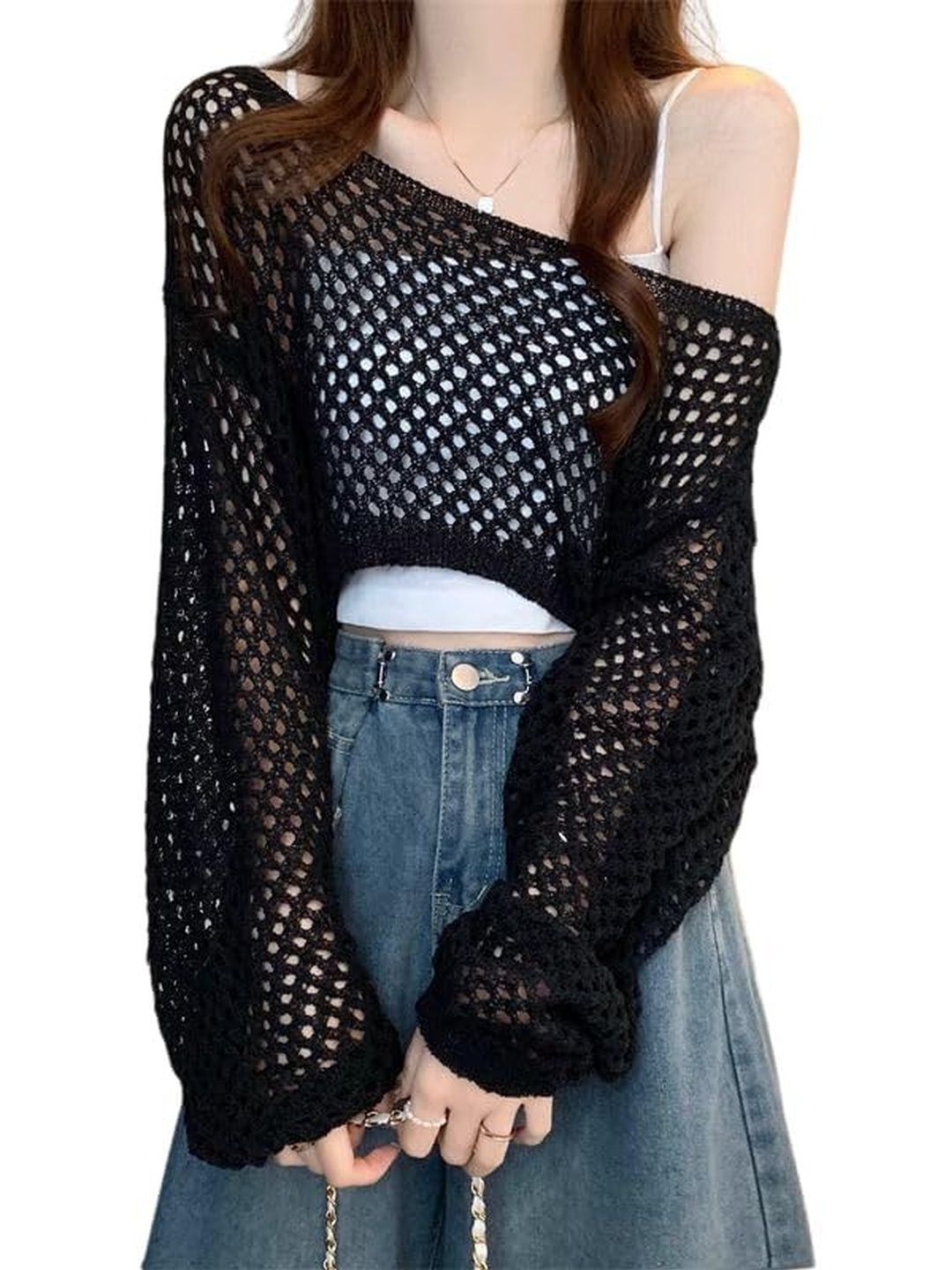 MYSTIFY Sheer Cotton Net Crop Top-image-5