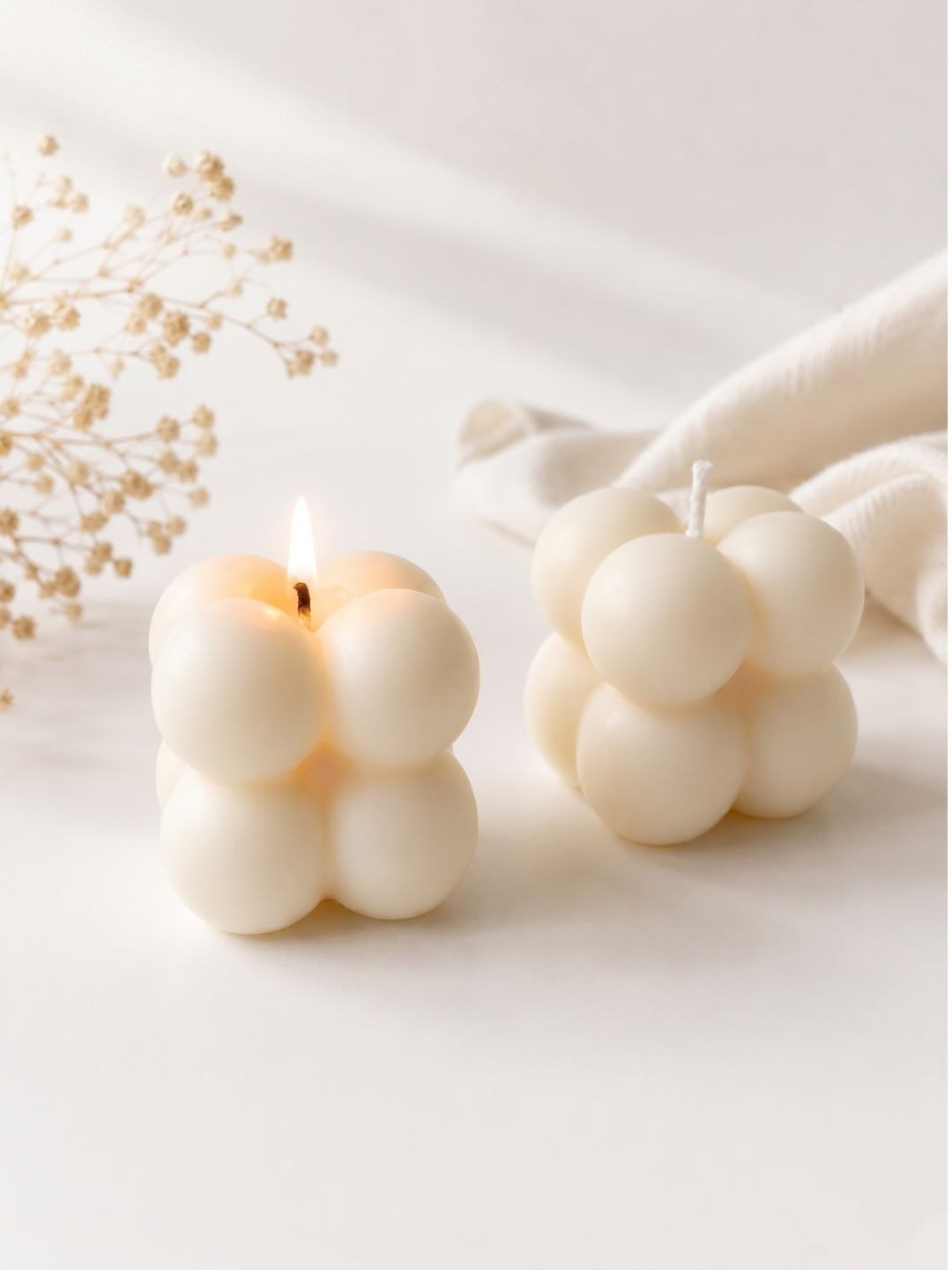 SERAAF Off White & Cream-Coloured 2 pieces Pillar Candle-picture-31
