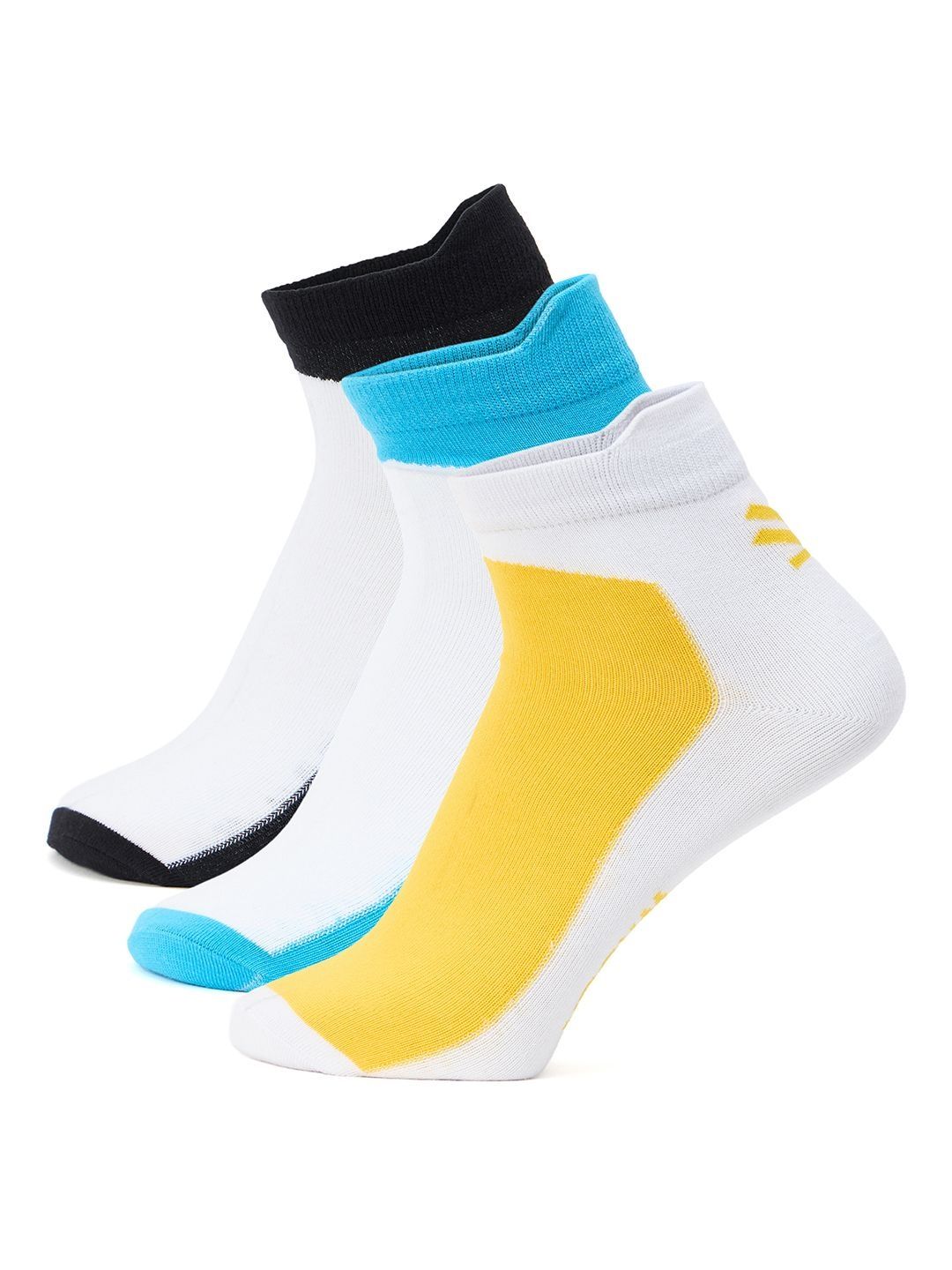 WROGN Men Pack of 3 Cotton Blend Colourblocked Ankle Length Socks-picture-35