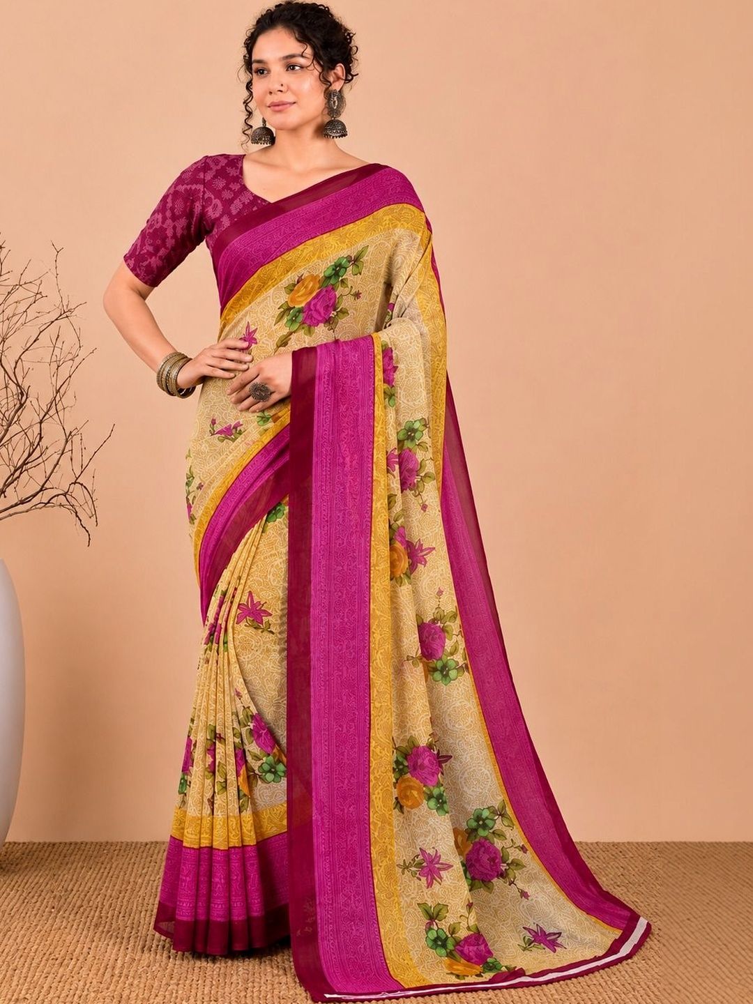 Varutex Floral Poly Georgette Saree-picture-27