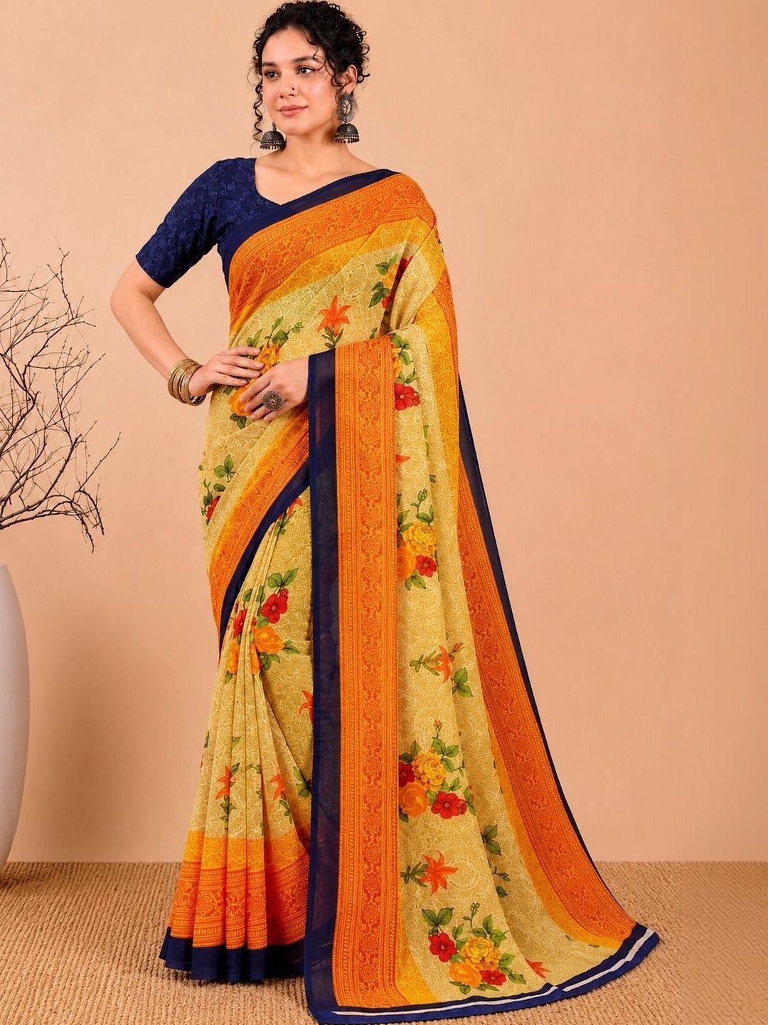 Varutex Floral Poly Georgette Saree-picture-40