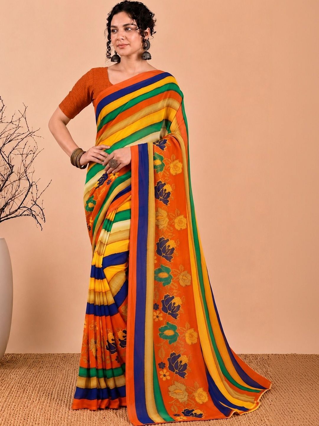 Varutex Floral Poly Georgette Saree-picture-24