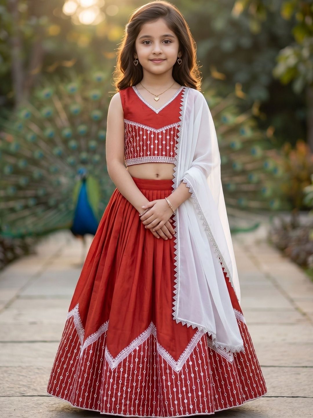 KALINI Girls Embroidered Thread Work Ready to Wear Lehenga &-picture-30
