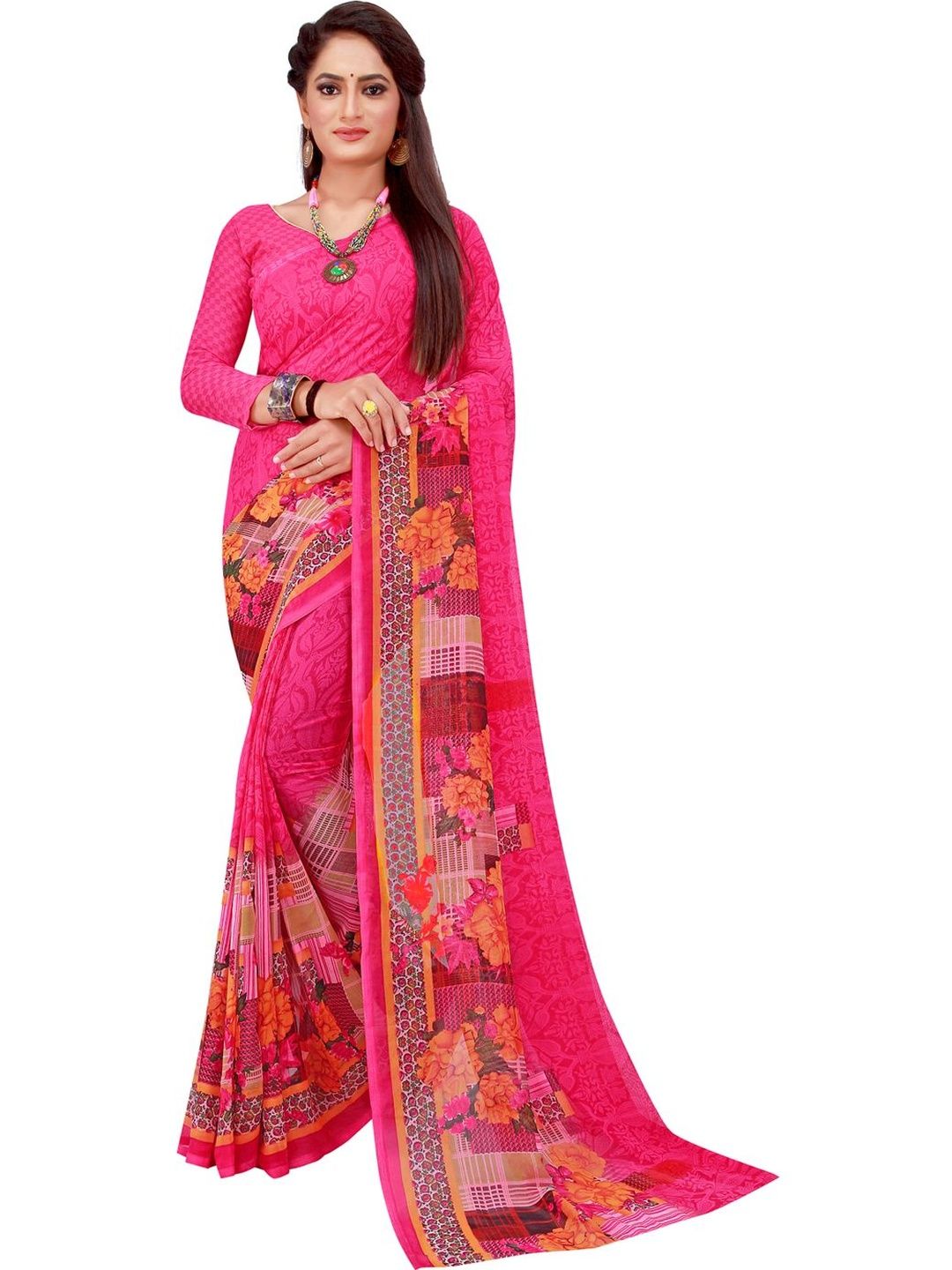 Varutex Floral Poly Georgette Saree-picture-19