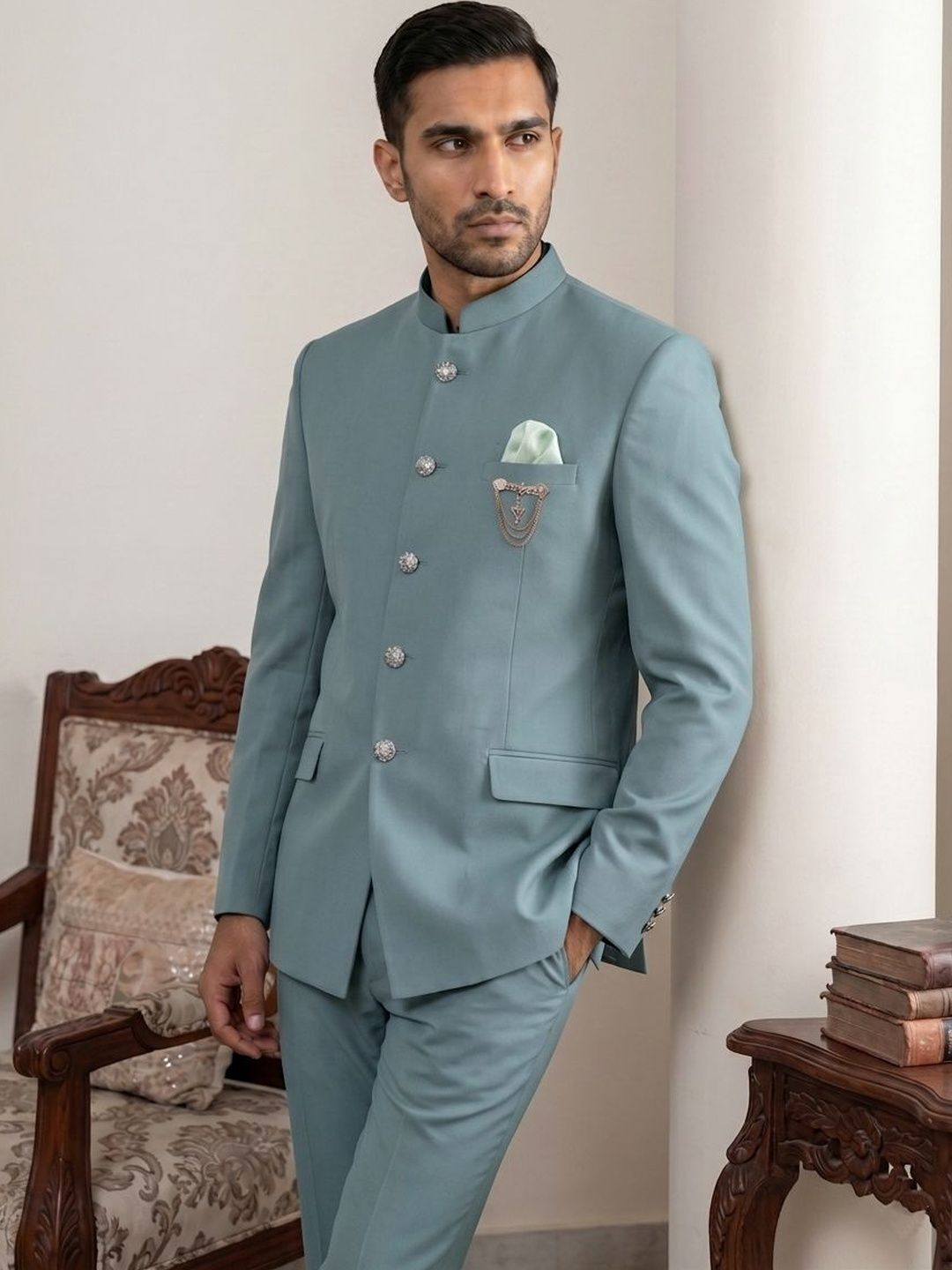 Jompers Mandarin Collar Sherwani Set-picture-35