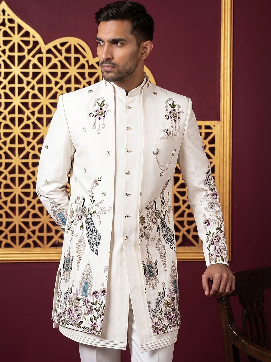 SOURAGYA Embroidered Sherwani Set-image-39
