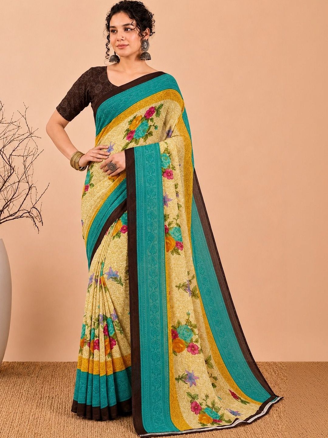 Varutex Floral Poly Georgette Saree-picture-52