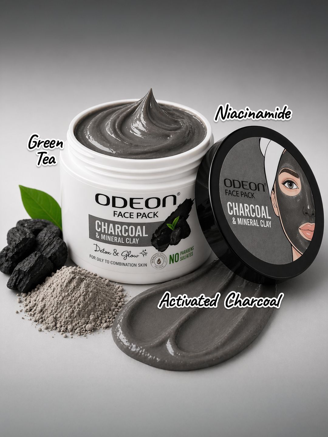 ODEON Activated Charcoal & Mineral Clay Face Pack for Oil Control & Clear Skin - 400 g-picture-37