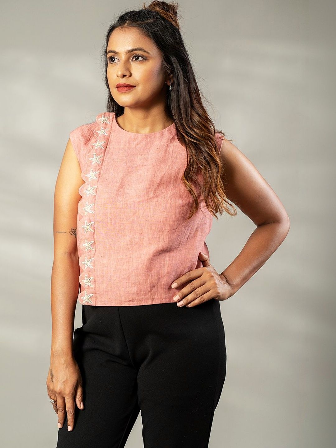 SSWAI Embellished Linen Top-picture-16