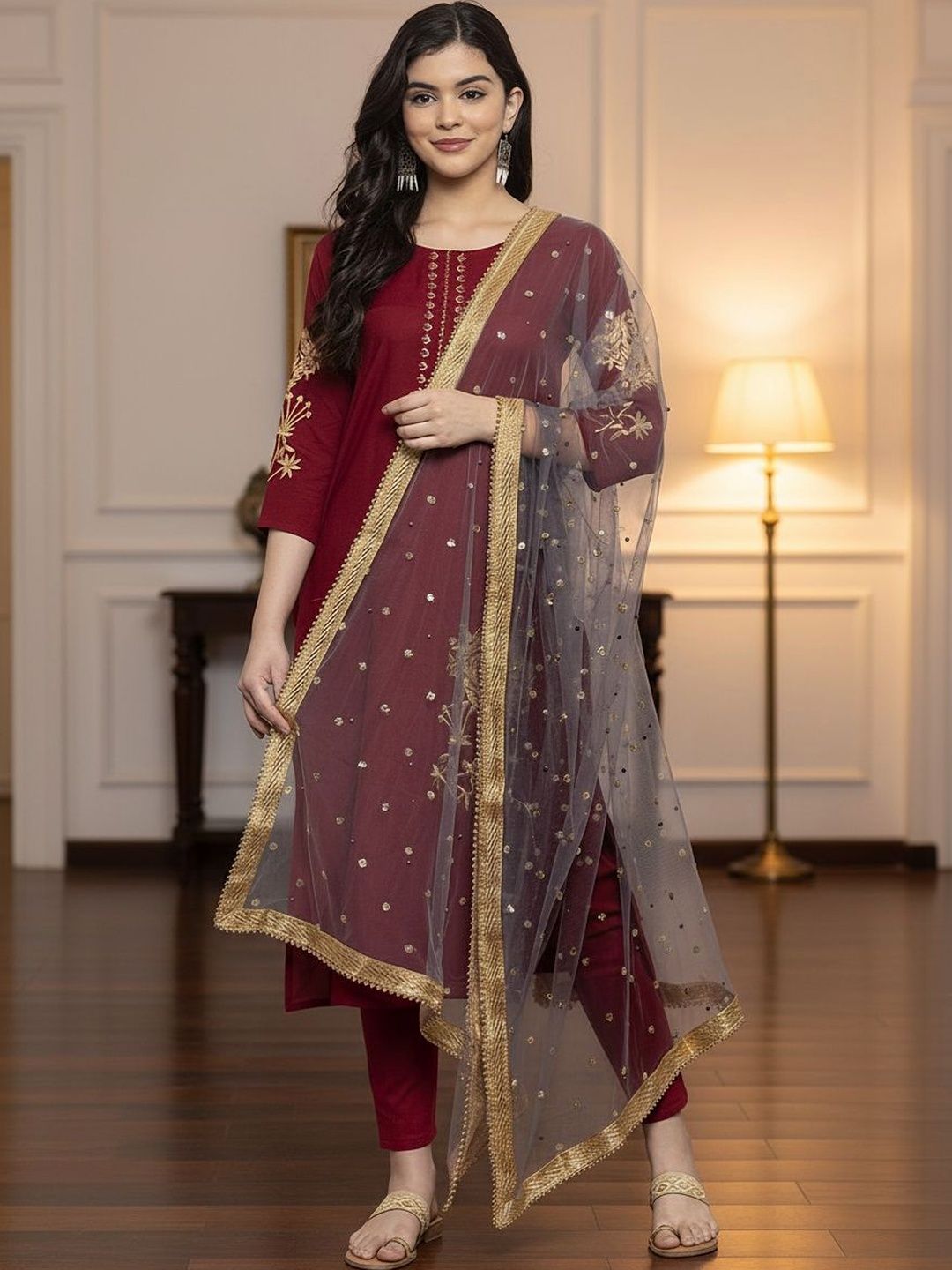 KALINI Dupatta with Sequinned-picture-16