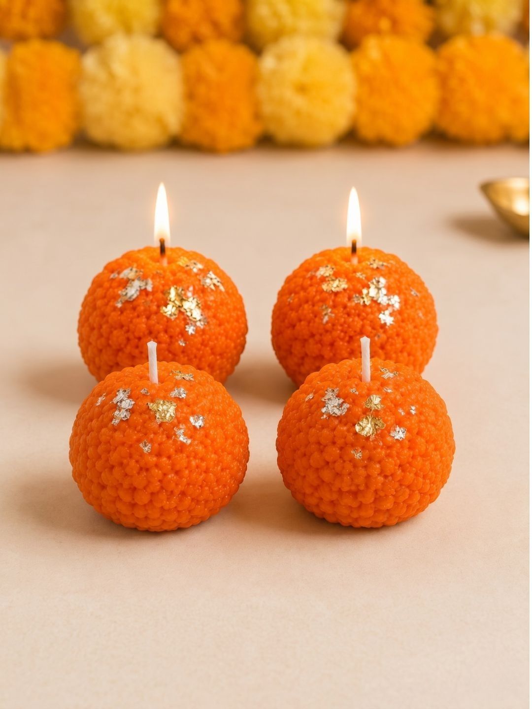SERAAF Orange & Orange 4 pieces Pillar Candle-picture-38
