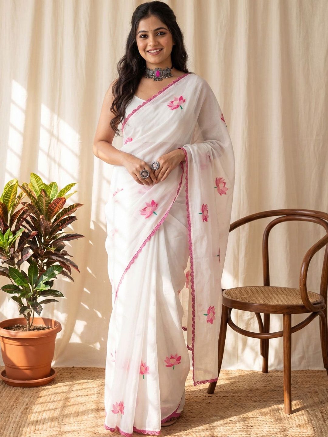 Anouk Rustic Floral Pure Cotton Designer Saree-image-35