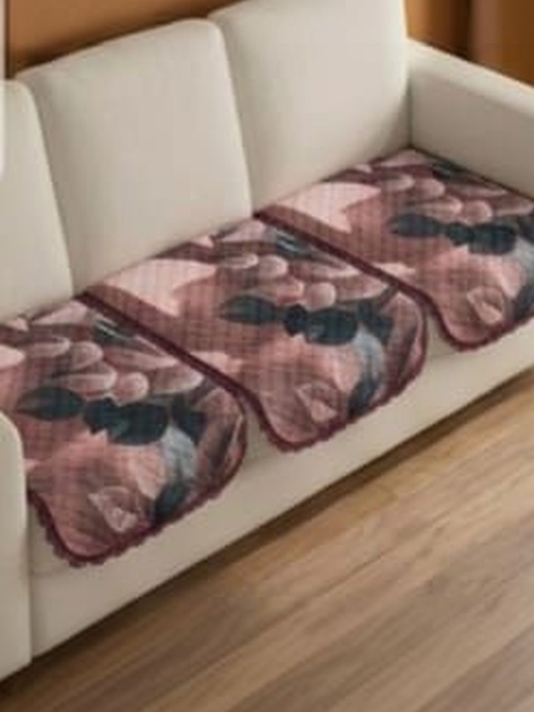 RAINBOW FURNISHINGS Blue Printed 3 Piece Sofa Cover Without Arms-picture-51