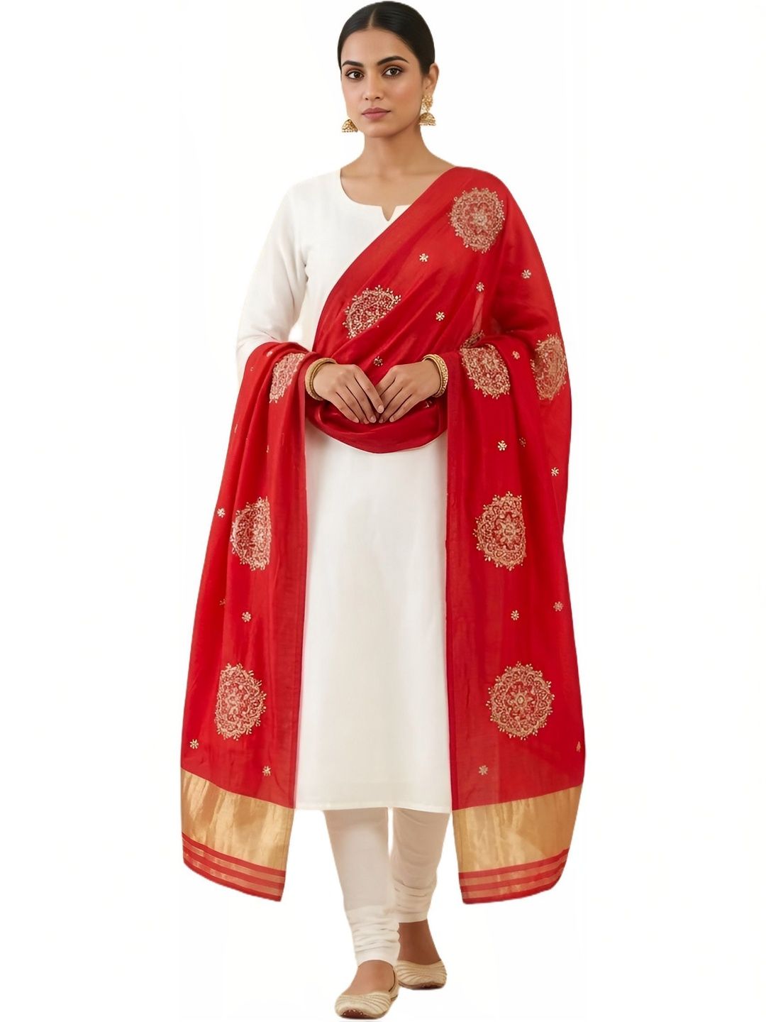 Drape Essence Ethnic Motifs Embroidered Dupatta with Zari-picture-15