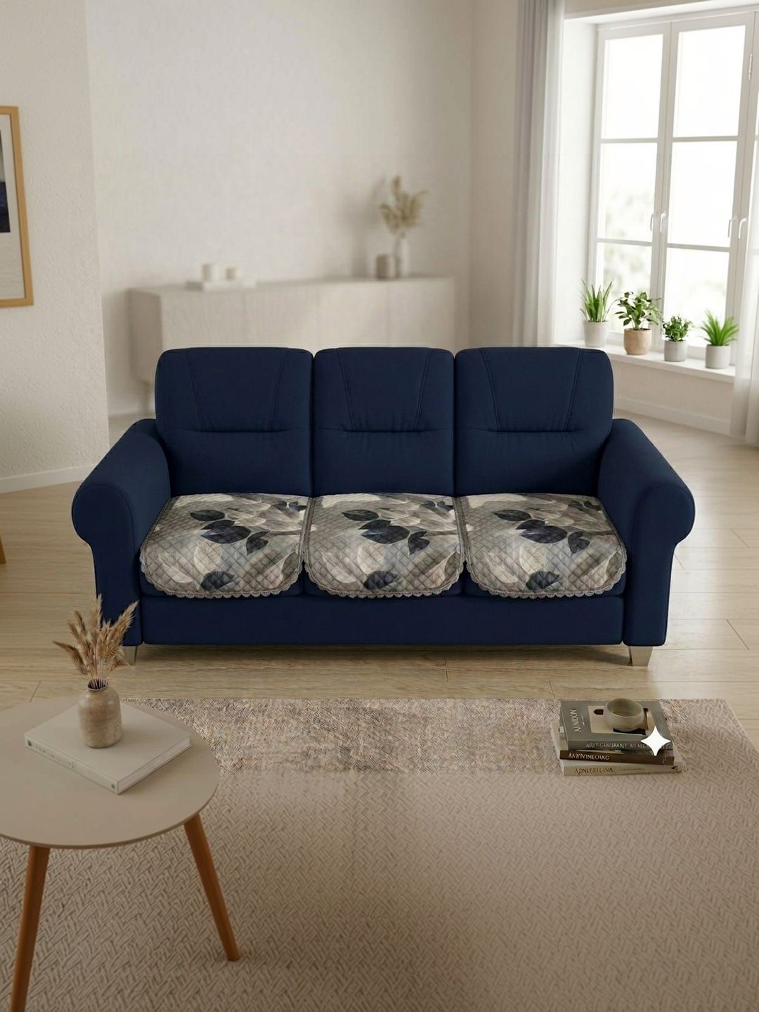 RAINBOW FURNISHINGS Grey Printed 3 Piece Sofa Cover Without Arms-picture-45