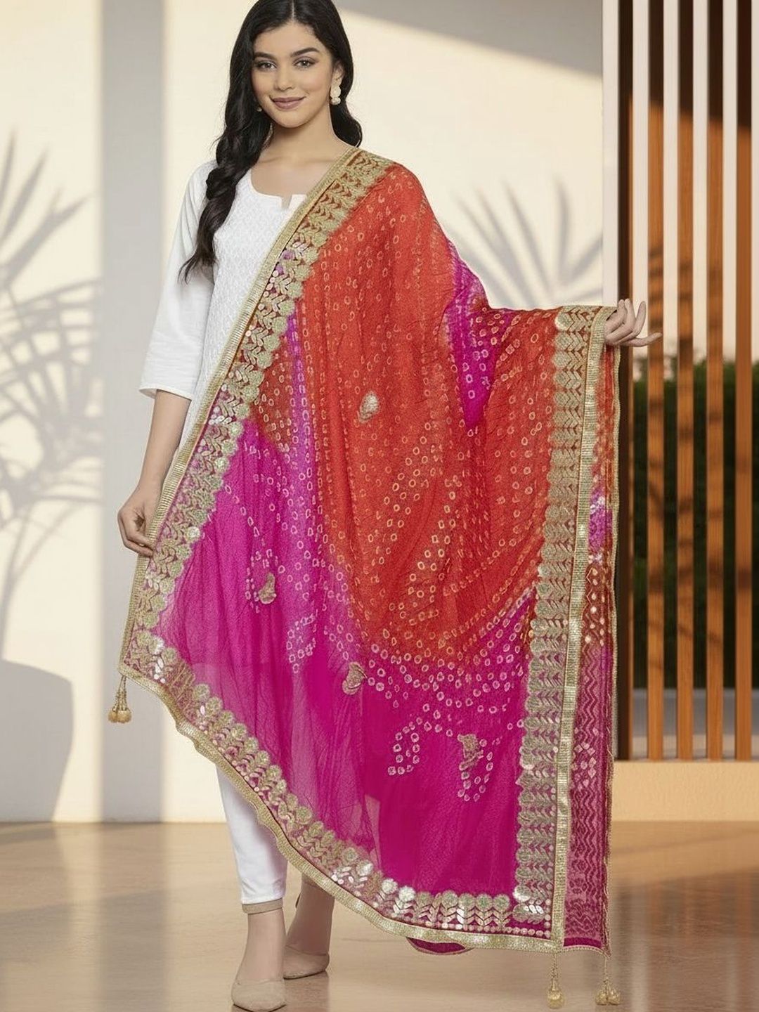 KALINI Dyed Bandhani Dupatta with Gotta Patti-picture-26
