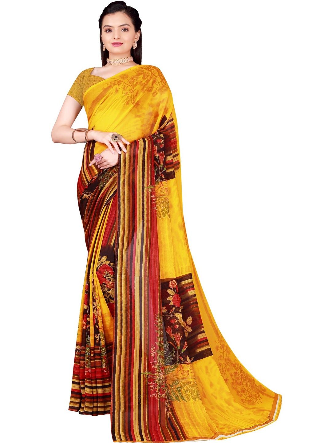 Varutex Floral Poly Georgette Saree-picture-29