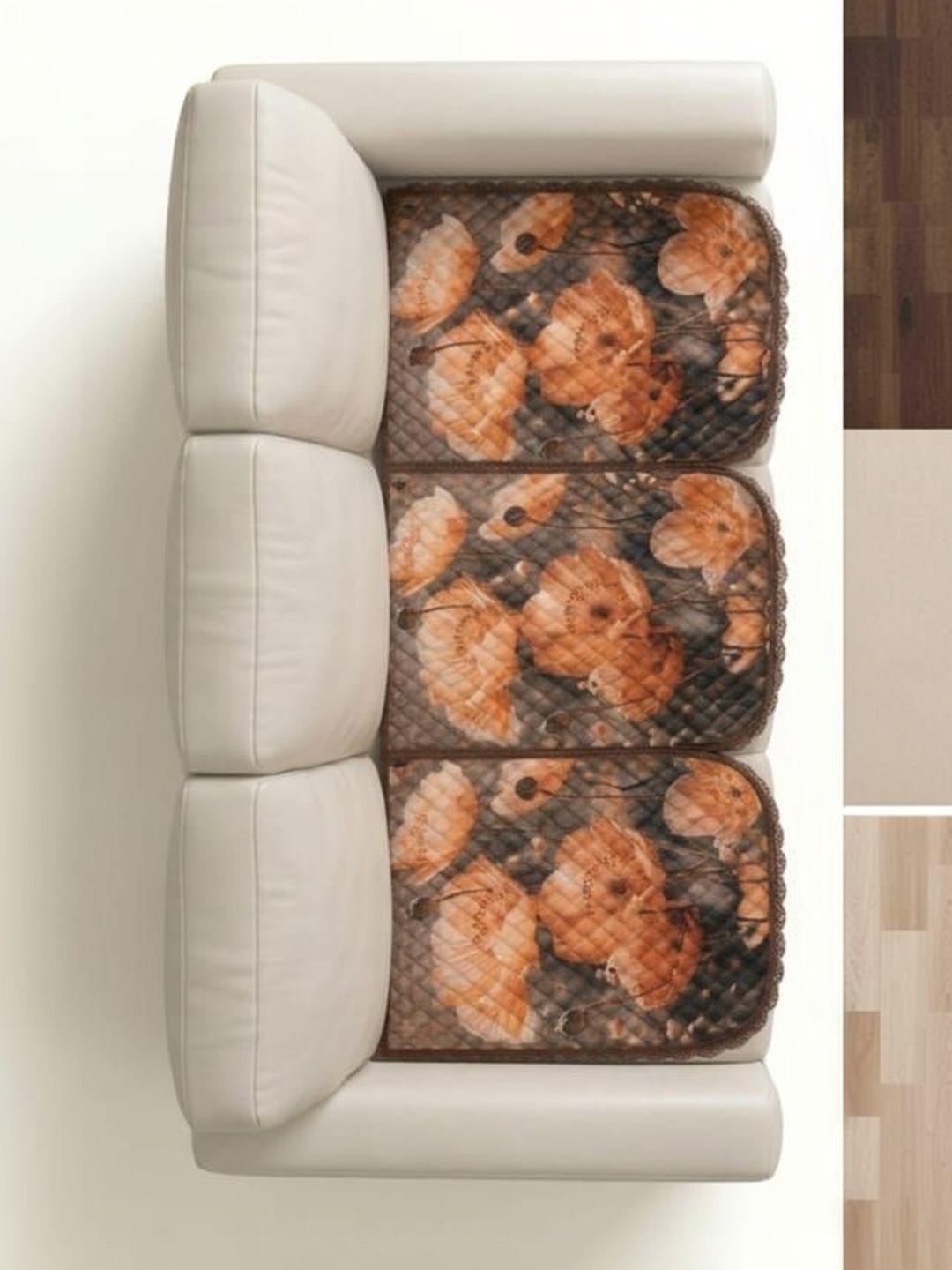 RAINBOW FURNISHINGS Brown Printed 3 Piece Sofa Cover Without Arms-picture-44