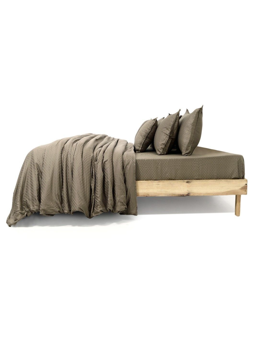 Zarf Olive Green Checked Egyptian Cotton 6 Piece Single Superfine Bedding Set-picture-10