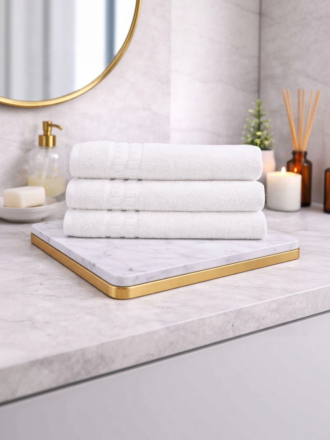 CasPure 3-Pcs White Pure Cotton Hand Towels-image-27