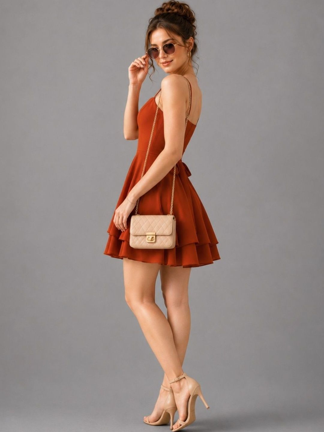 Mast & Harbour Ruffled Crepe Fit & Flare Mini Dress-picture-21
