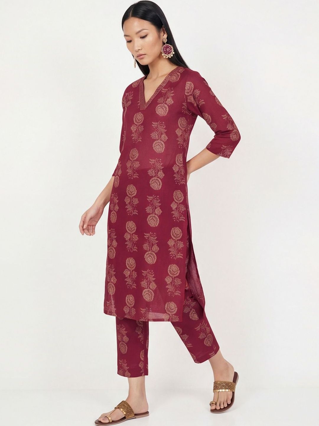 max Women Floral Printed Regular Pure Cotton Kurta with Trousers-picture-19